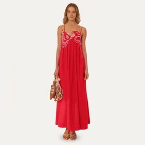 3D Koi Fish High-Waisted Maxi Dress in Red by Amazon, SZ M NWOT 💋